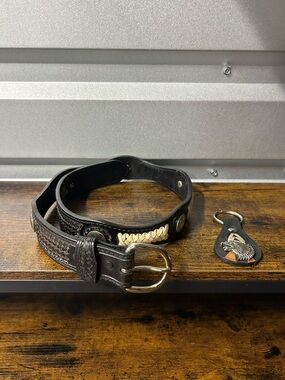 VTG Western Belt With Buffalo Nickels Size 30 Brown Texas Leather Mfg  Keychain
